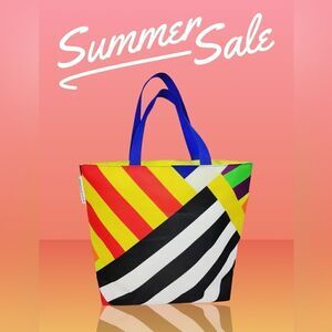 Donald X Clinique GEOMETRIC Nylon Shopper Shoulder Travel Tote Beach Bag